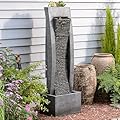 Sunlinua Water Fountain Outdoor Freestanding Fountains Indoor Waterfall Floor Standing Water Fountains for Garden, Patio, 49.2 Inches Tall with LED Lights, Pump, Natural Stones