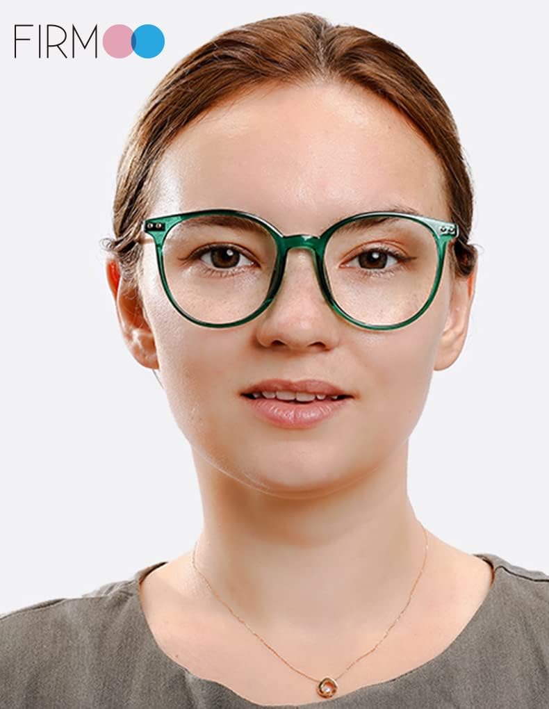 Firmoo 2022 Blue Light Blocking Glasses, Anti Eyestrain Anti Glare Round Computer Glasses for Women/Men, Green