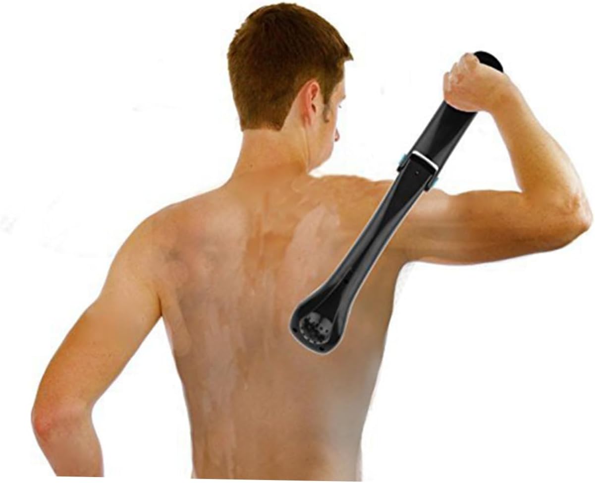 Mikinona Electric Back Shaver Professional Razor for Back Hair Removal Portable DIY Grooming Tool Battery Operated for Self Grooming and Travel Black