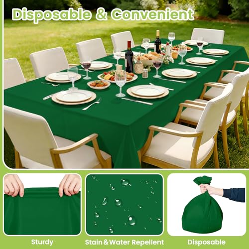 Image of Mulbozy 4 Pcs Green Plastic Table Cloth Disposable, 54 x108 Inch