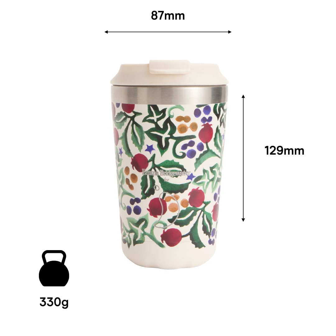 Chilly's Original Kaffeebecher - Reise-Thermo-Tasse für kalte und heiße Getränke - Mehrwegbecher mit Deckel - Doppelwandig und Vakuumisoliert - Edelstahl - 340ml - Rosehip and Ivy