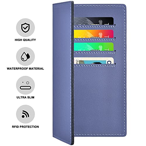 Checkbook Covers For Personal Duplicate Checks, Genuine Leather Checkbooks Register Cover Holder Wallets For Women & Men (Blue Gray) #TOP4