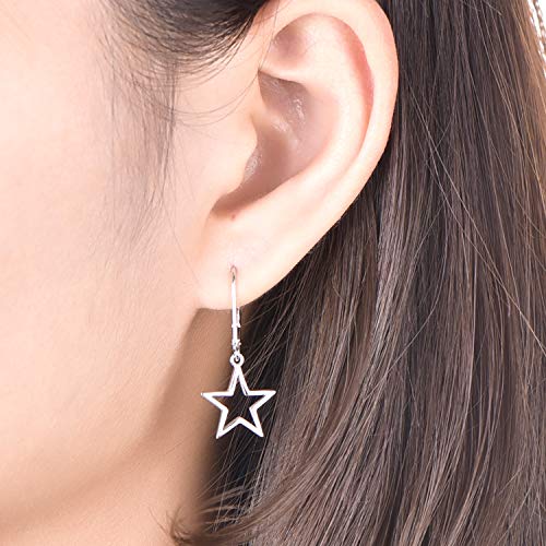 JO WISDOM Women Star Earrings,925 Sterling Silver Leverback Dangle & Drop Earrings,Jewelry for Women(Polar Star)2