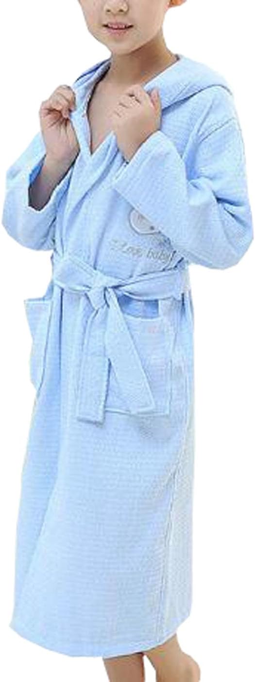 Children's cotton bathrobe cartoon hooded pajamas Waffle swimming Robes