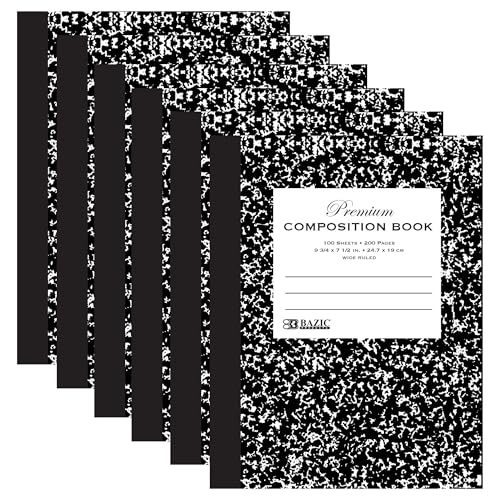 Cahiers de composition pour écriture nette sans bavure BAZIC marbre noir 100 feuilles lignées