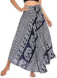 PNKJ Women Boho Elephant Print Hippie Maxi Long Skirt Bohemian Summer Casual Beach Dress
