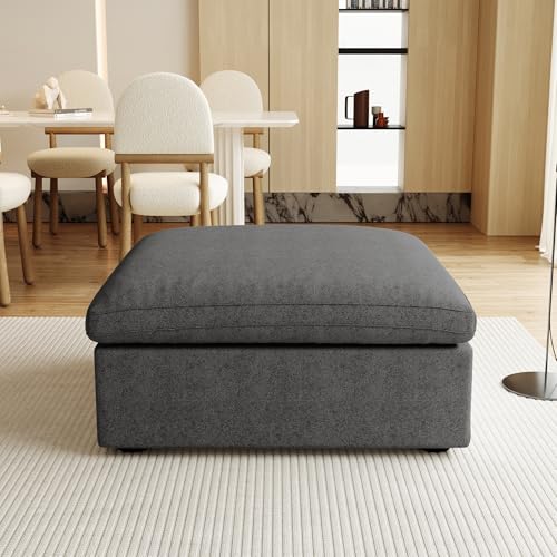 Image of JACH Storage Ottoman for Living Room, Cushion Covers Removable, Minimalist Footstool, Comfy Breathable Ottoman Module for Living Room Apartment (Black)