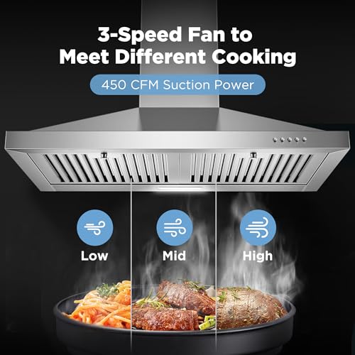 Zomagas ZMS-0160B 24 Inch Range Hood, Wall Mount Vent Hood In Stainless Steel thumb #2