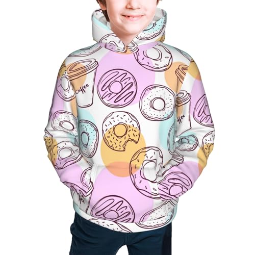 Donuts and Coffee Kids Pullover Hoodies Boys Sweatshirts Girls Athletic Clothes with Pocket2