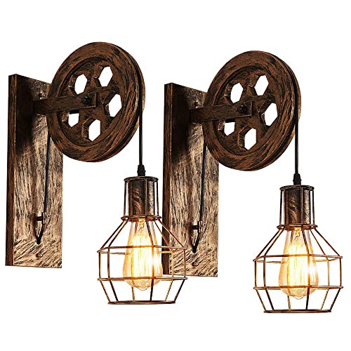 Lámpara De Pared Pantalla De Vidrio, Estilo Industrial Vintage Bombilla