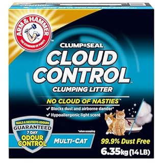 ARM & Hammer Cloud Control Clumping Cat Litter, Multi Cat, 6.35kg – 7 Day Odour Control, 99.9% Dust Free, Hypoallergenic Light Scent