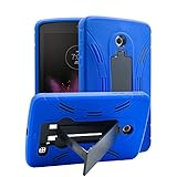 LG G Pad F 7 LK430 Drop Protection Hybrid Case Full Body Silicone Plastic Cover featuring Built-In Kickstand - Black / Blue by KIQ TM
