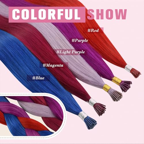 Image of YoungSee I Tip Extensions Red, Human Hair Extensions I Tip, 22 Inch 25 Strands 25g, Itips Hair Extension Human Hair, Cold Fusion, Invisible and Blends Naturally for Highlights DIY