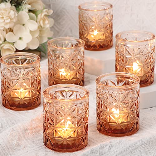 Sunnyfuture Amber Votive Candle Holders Set Of 12, Glass Tealight Candle Holder For Table Centerpiece And Home Decoration #TOP3