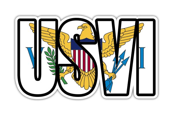 USVI US Virgin Islands Flag Sticker, 3 in | For Water Bottle, Tumbler, Car, Laptop, Phone, Waterproof Vinyl Decal