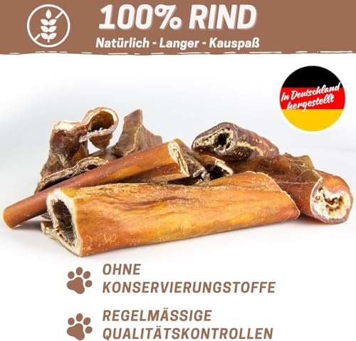 Rinderkopfhaut 1000g der Premium Kausnack für Hunde von PrideDogs | 20cm/Stück | 100% Rind Deutscher Herstellung | Zahnpflege
