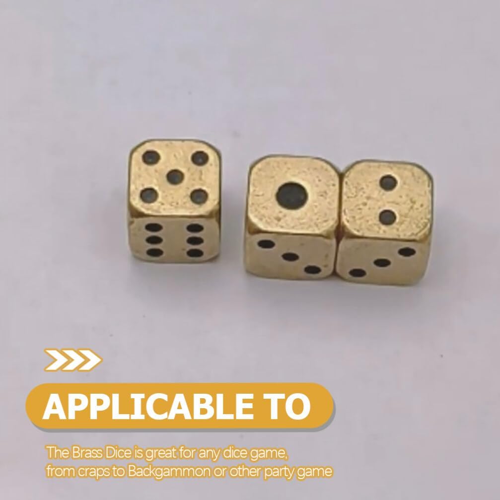 30pcs Sided Brass Dice Game Playing Props for Board Gaming Math Teaching and Role Playing Parties Camping and Family Gatherings