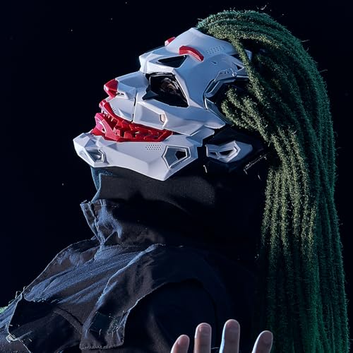 Futuristic Clown Mask, White and Red, Cosplay Costume Accessory2