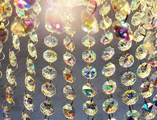 6FT AB-Color 14mm Octagon Beaded Chain Chandelier Prisms Hanging Wedding Garland Decoration Ornament - Image 3