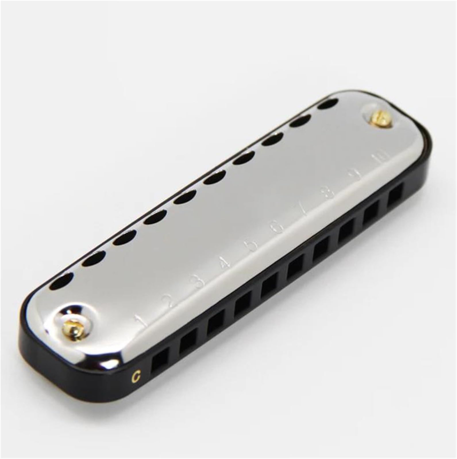 Harmonijka Ustna Dla Początkujących Blues Harp 10 Hole Key Of C Diatoniczna Harmonijka ABS Grzebień Harmonijka(Black)