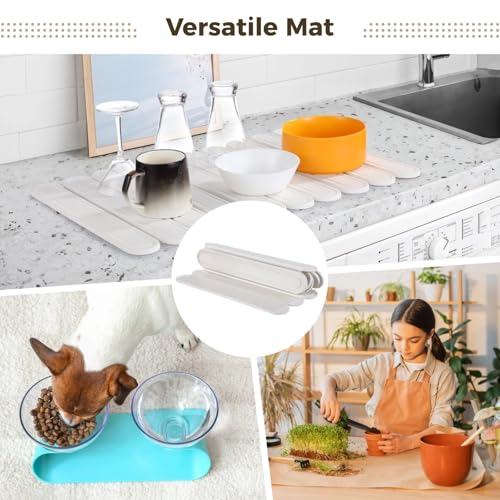 Tapete de piedra para secar platos grande y plegable con base de malla 6