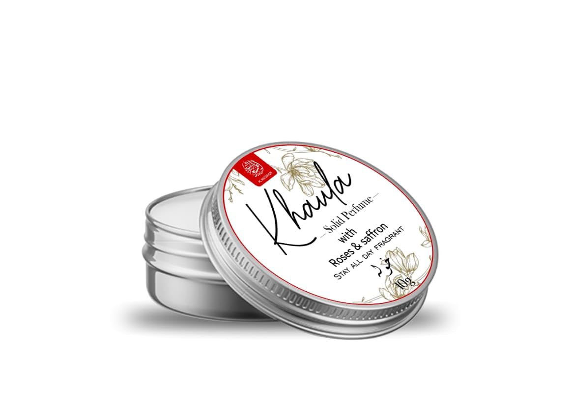 AL MASNOON Khaula Solid Perfume | 10g Luxurious Arabic Fragrance with Rose & Saffron | All-Day Long-Lasting Scent for After Bath, Underarm, & Body | Convenient Pack of 1