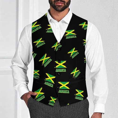 Jamaica Flag Men's Suit Vest Casual Formal Dress Vests Business Waistcoat2