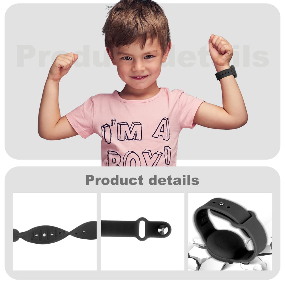 Braccialetto impermeabile Airtag in confezione da 2, compatibile con Apple AirTag. Cinturino regolabile morbido, per orologio Airtag per bambini neonati (Nero-Blu notte)