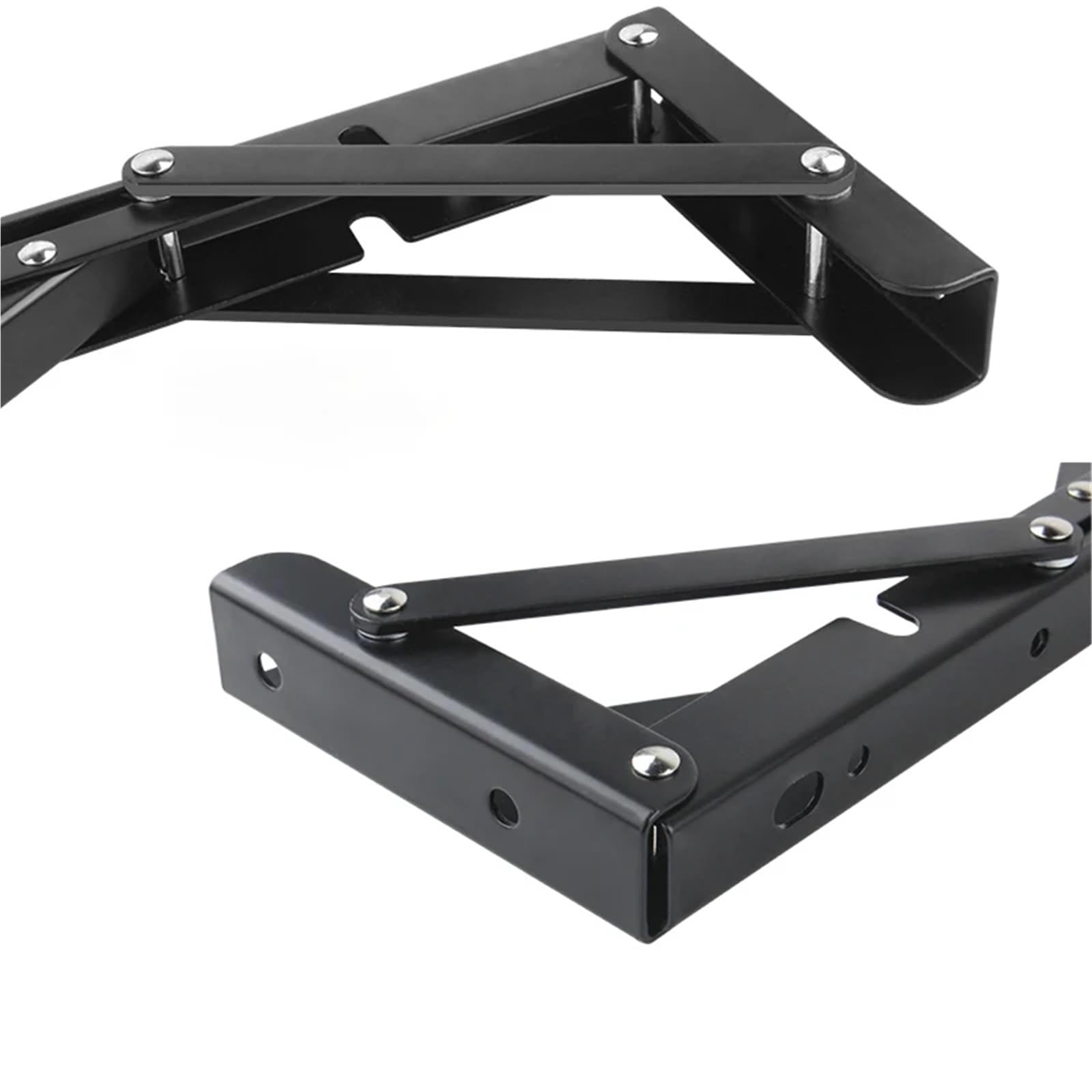 Linypa66 6 Inch Folding Shelf Brackets 2Pcs 6-20 Inch Adjustable Wall Mounted Triangle Folding Angle Bracket Bench Table Shelf Furniture Heavy Support Hardware(6 Inch)