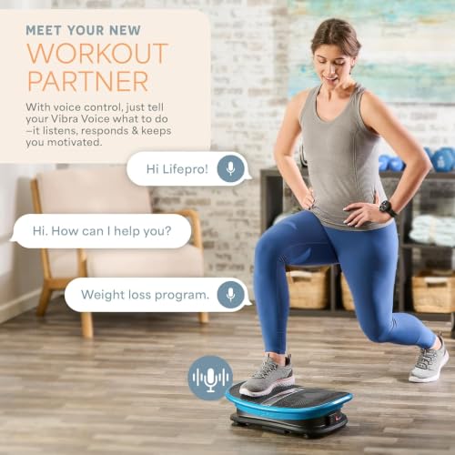 Image of Lifepro Vibra Voice Vibration Plate Exercise Machine - Voice Control & Optional Heat Function Curved Vibrating Platform Machine with 30 Speed Levels - Whole Body Vibration Plate for Lymphatic Drainage