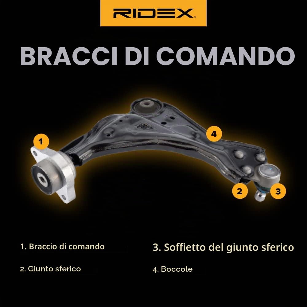 RIDEX 273C0141 Braccio oscillante sospensione ruota Anteriore Destra con snodo portante/di guida con cuscinetto in gomma con dado Compatibilità con FORD Focus II Hatchback DA, HCP, DP