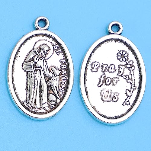 Pack of 100 Catholic St. Francis Pray For Us My Pet Dog Cat Medal 1 Inch4