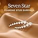 Seven Star Diamond Stud Earrings,2026 New Diamond Stud Earrings for Women,Sparkly Gold/Silver 7-Star Earrings for Women，Fashion Style– Ladies' Gift (Silver)
