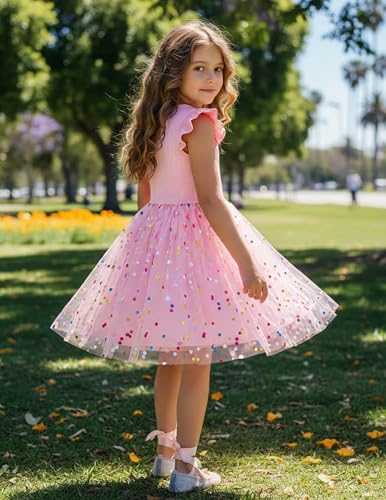 Image of PATPAT Girl's Tulle Dress Tutu Party Birthday Poster Formal Fancy Flower Princess Dresses