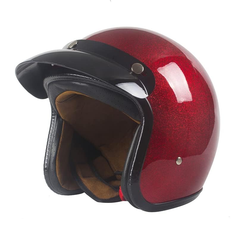 Image of Harssidanzar Open Face Motorcycle Helmet DOT Approved Vintage Helmet CU601