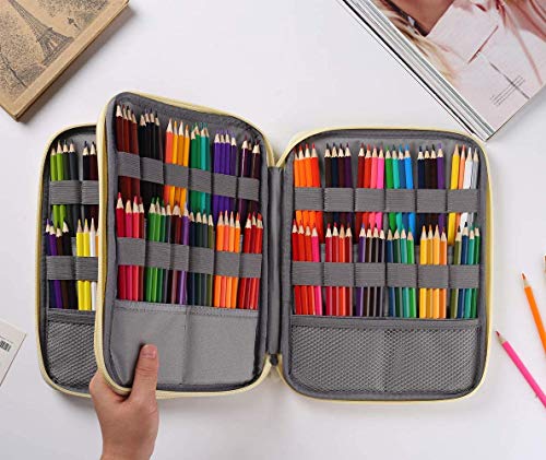 Shulaner Colored Pencil Case Slot Holds 192 Pencils Or 144 Gel Pens With Zipper Closure Large Capacity Polyester Pen Organizer For Marker Watercolor Coloring Pencil Gel Pen Purple Rose #TOP6