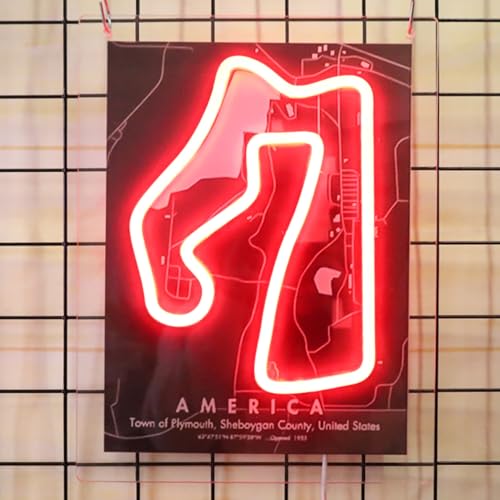 Image of America Formula 1 Circuit Race Car Neon Sign Led Light Up Sign Pop Art With UV Printed background Room Wall Decor Man Gaming Room, Kids Room, Bar Decoration, Birthday Party Gifts