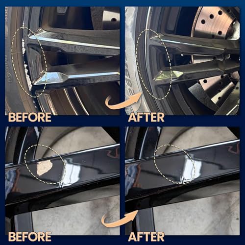 Image of cocomfix Gloss Black Rim Touch Up Paint, Rim Paint Pen, Car Wheel Scratch Repair Kit for Curb Rash & Scratches, Universal Gloss Black Enamel paint for Alloy /Metal rims (1 fl oz), Scratch Resistant, Covers 1 Sq Ft