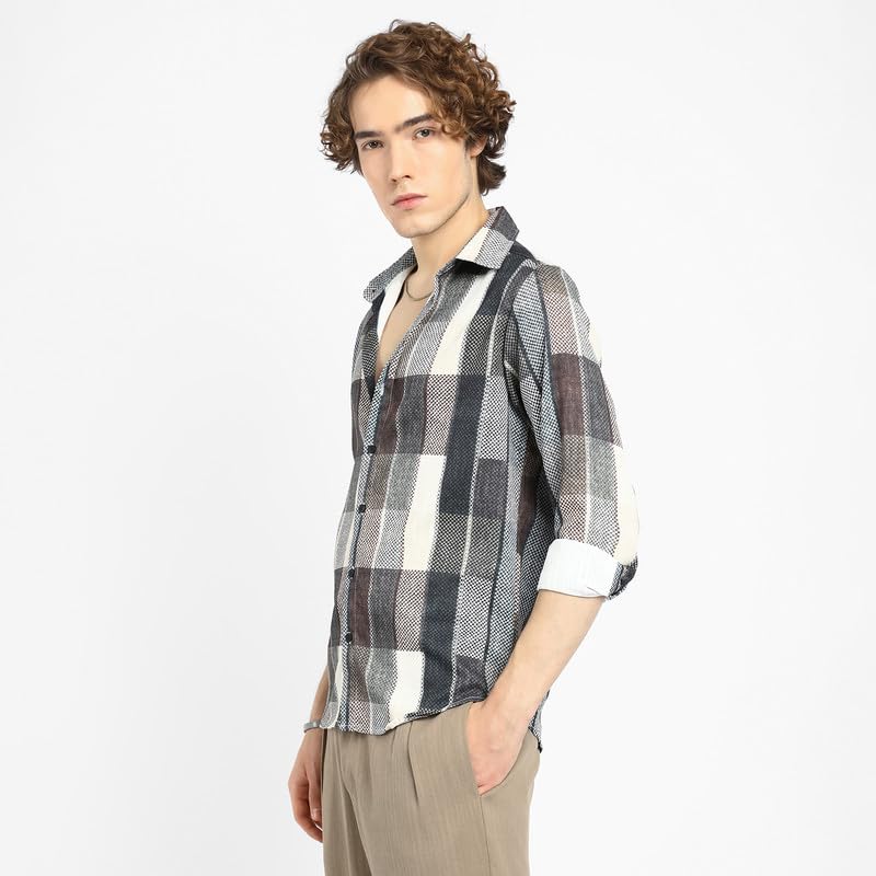 Image of CAHOOT Men's Shacket for Casual Wear | Spread Collar | Long Sleeve | Button Closure | Overshirt /Shacket Crafted with Comfort Fit for Everyday Wear