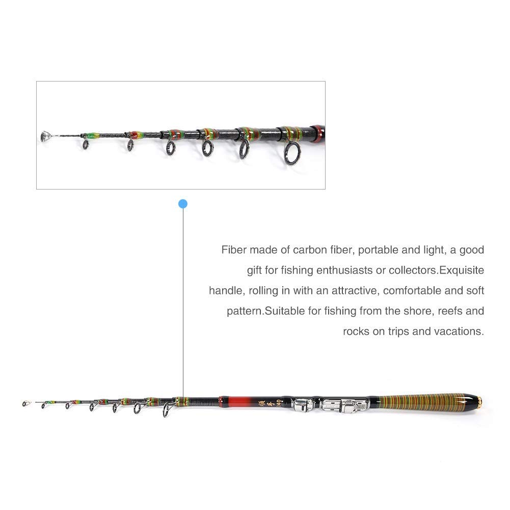 Alomejor Canna da Pesca Telescopica 240CM in Fibra di Carbonio per Mare e Lago, Canna Pesca Retrattile Portatile con di Trasporto Facile per Pesca a Mano