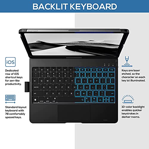 Image of typecase Touch Case with Keyboard for iPad Air 5th Generation (10.9-inch, 2022): Trackpad - 360 Rotatable - Wireless Backlit Keyboard Case with Pencil Holder for iPad Air 5th /4th Gen - Graphite Grey