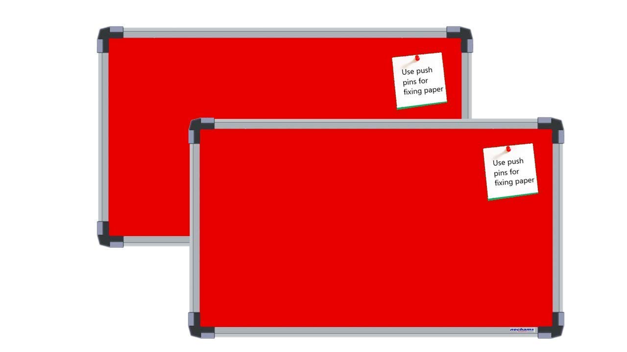 Nechams® Notice Bulletin Board for Office, School, College, Institution and Home, Red Board Combo Pack, Size: 91 cm x 60 cm or 3 feet x 2 feet (Buy 1 Get 1)-image-22