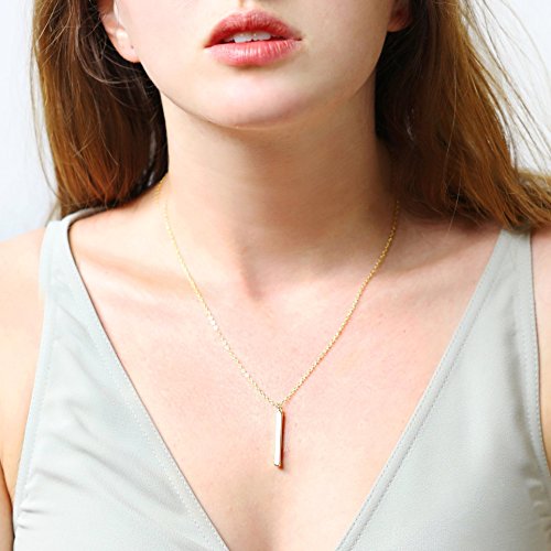 Gift for Her 4 Side Engraved Name Bar Necklace Personalized Jewelry Gift for Mom Custom Necklace Teen Gift Necklace Mother's Day Gifts for Her - R4BN