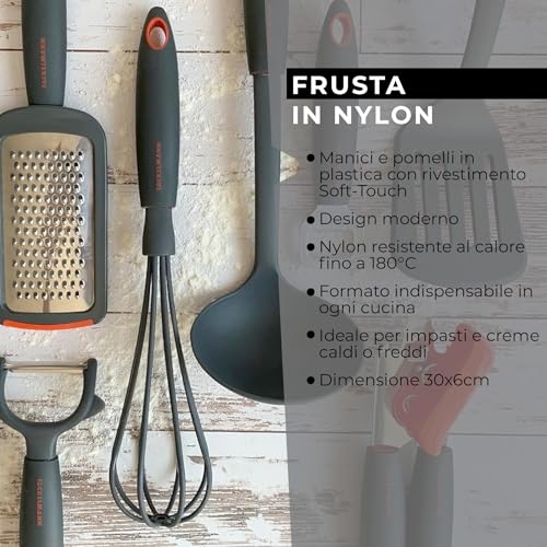 Fackelmann Frusta in Nylon, Linea Red, Grigio Antracite e Rosso - immagine 6