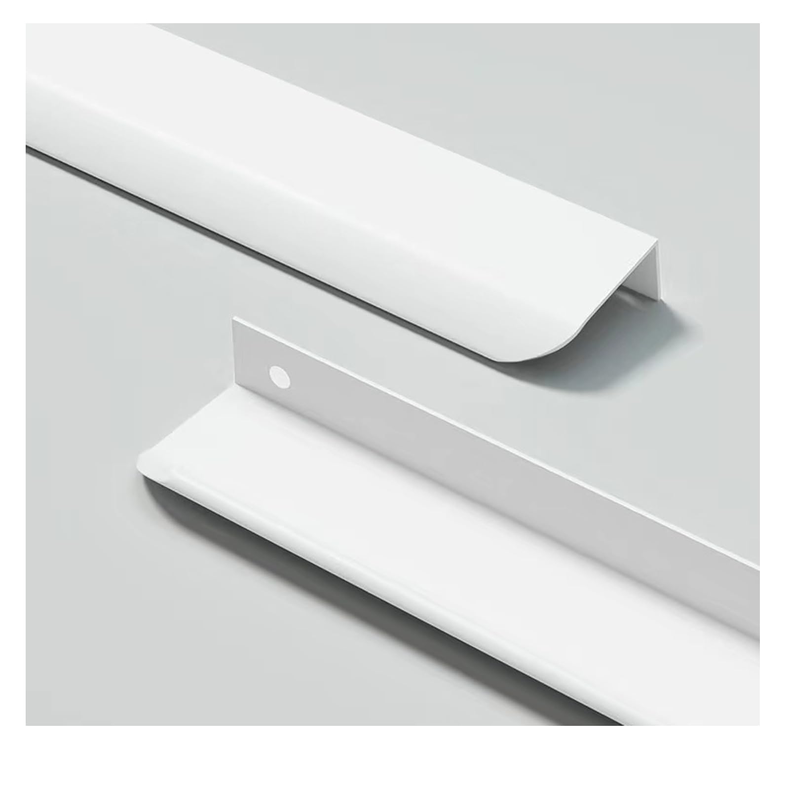GSHUR Pack of 4 Modern White Aluminium Furniture Handles - 20 cm Round, Hidden/Recessed, 100% Aluminium