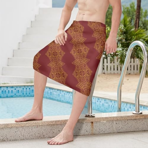 Men's Swimsuit Cover Ups Beach Cover-Ups Wrap Skirt Polynesian Clothing Lavalava with Pockets2