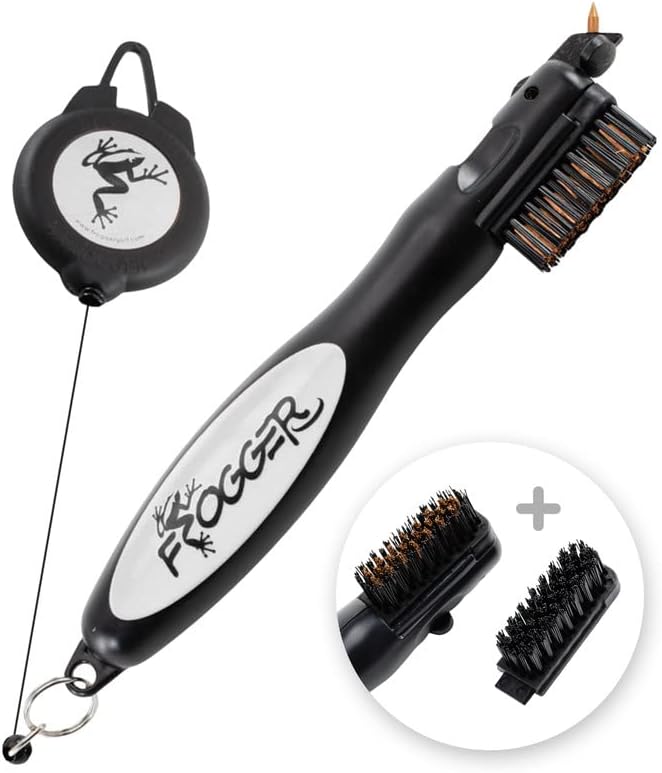 Frogger BrushPro Golf Club Cleaner with Ergonomic Grip and Retractable Cord | Sturdy Golf Brush and Groove Cleaner with Advanced Scrub Cleaning Technology for Professional Golfers