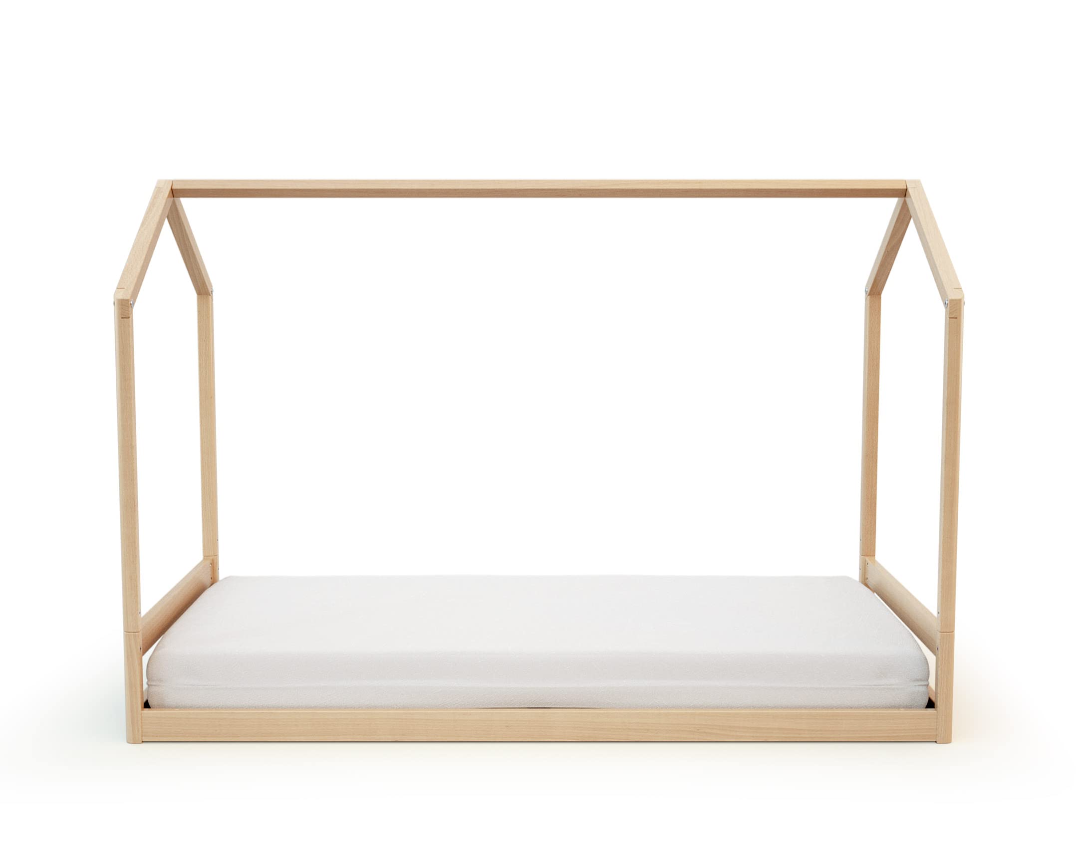 AT4 - Lit cabane bébé évolutif en bois CONFORT Hêtre Verni 70 x 140 cm|146 x 74,5 x 162,5 cm | Lit transformable junior | Sommier réglable 3 hauteurs | 100% hêtre massif
