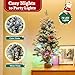 JOYHALO 3FT Flocked Small Christmas Tree, Pre-Lit Table Top Mini Tree with White or Multicolor LED, Artificial Christmas Tree with 140 PVC&PE Branches, 8-Function Battery Powered for Holiday Decor