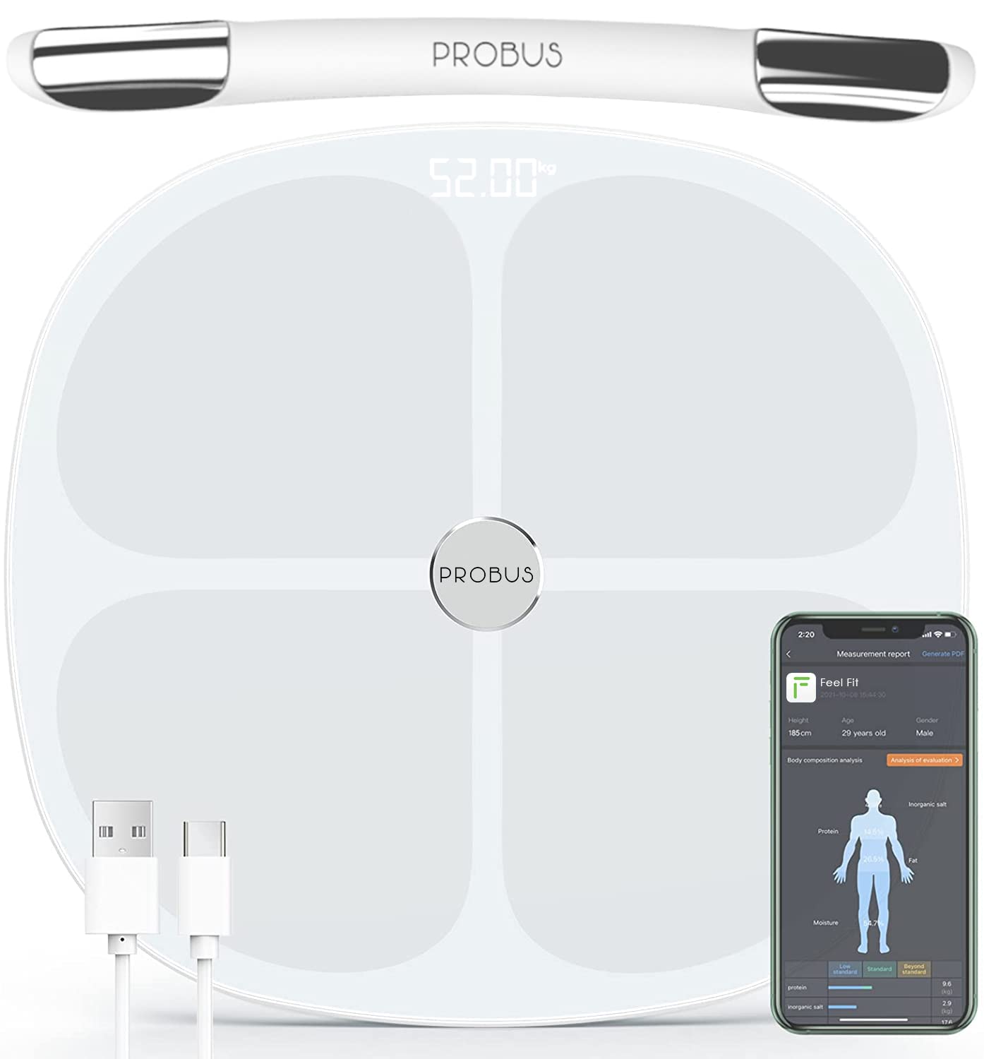 Buy Probus Smart Body Analyzer Scale with 8 Electrodes, Bluetooth & Wi